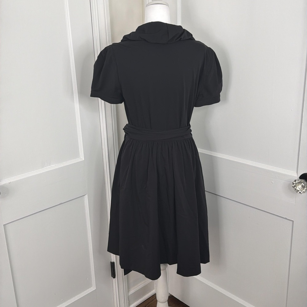 Diane Von Furstenberg Wrap Dress Womens 8 Black Ruffle Fit & Flare Belted - Picture 2 of 10